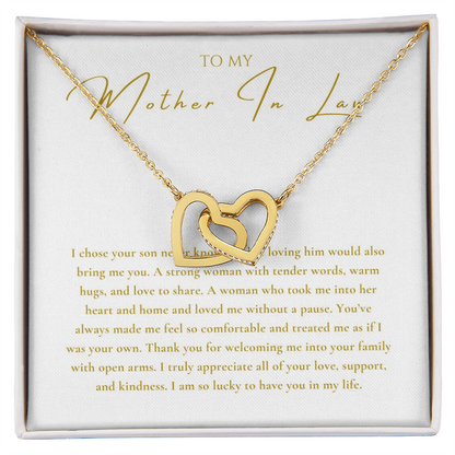 To My Mother In Law Interlocking Hearts Necklace
