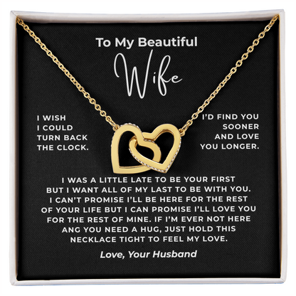 To My Beautiful Wife Interlocking Hearts Necklace