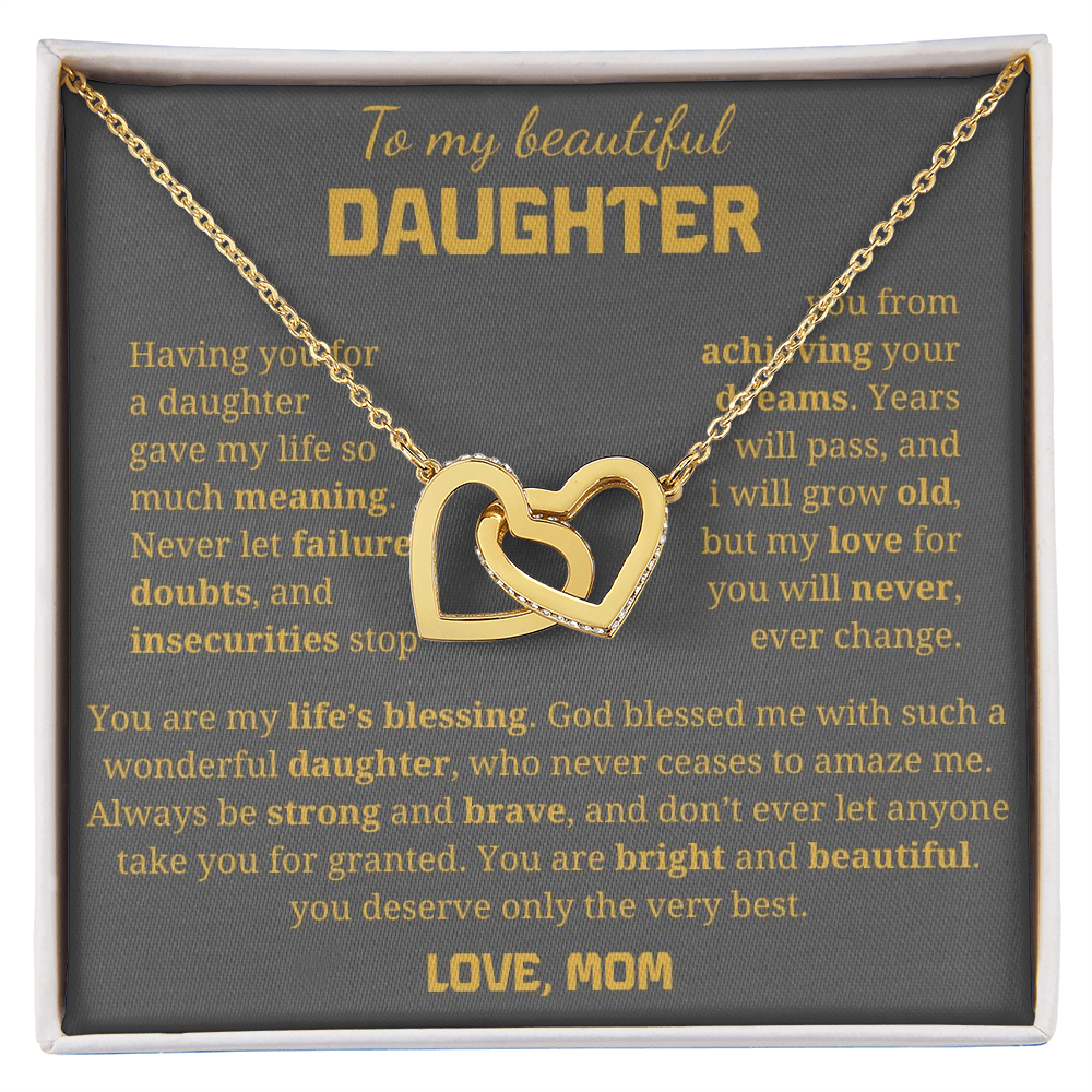 To My Beautiful Daughter Interlocking Hearts Necklace