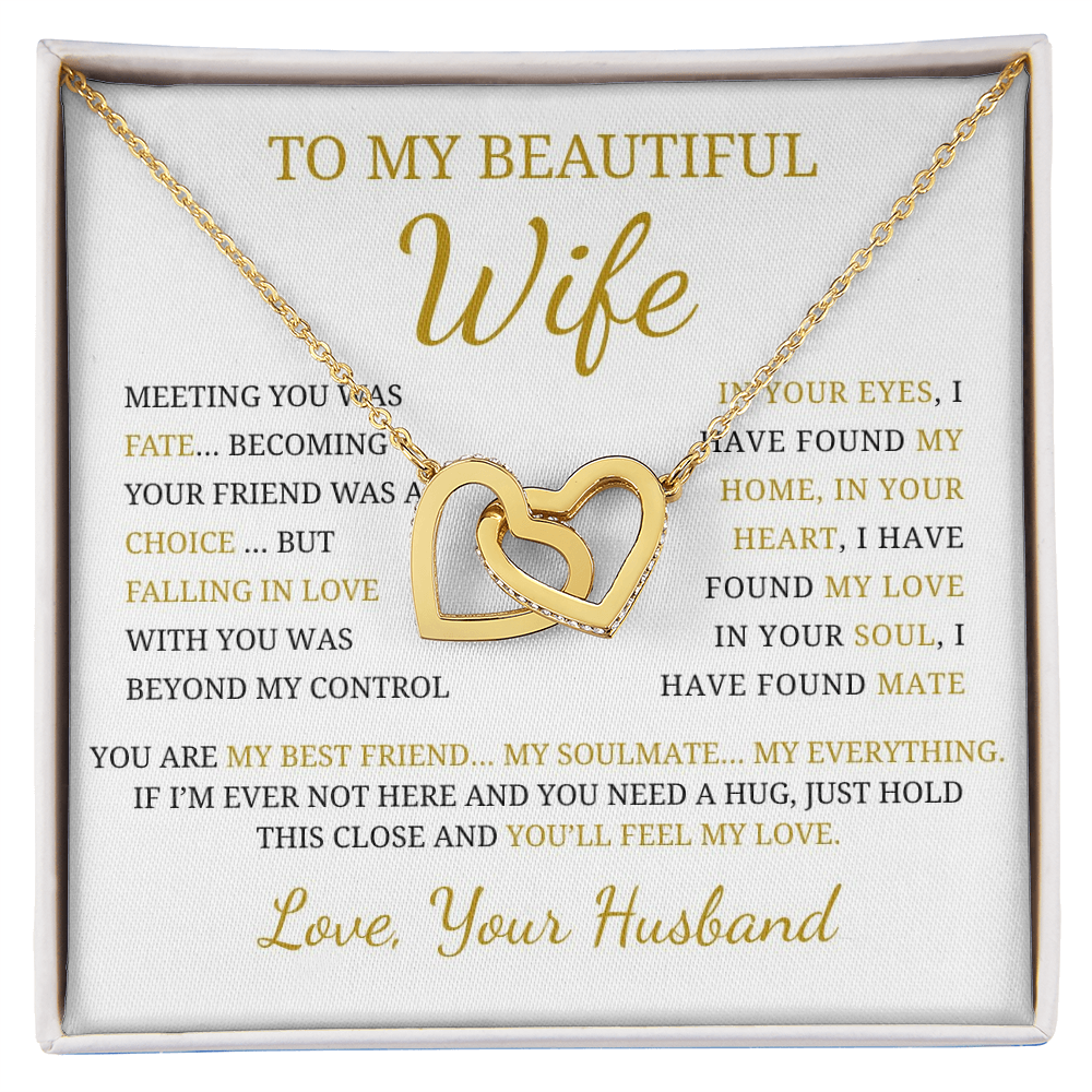 To My Beautiful Wife  Interlocking Hearts Necklace