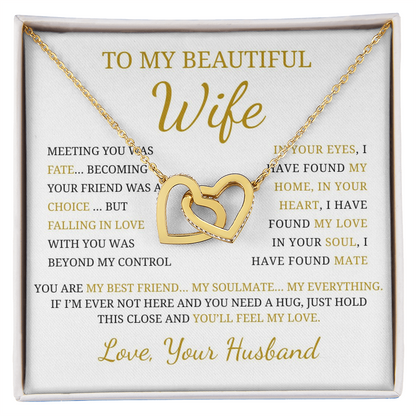 To My Beautiful Wife  Interlocking Hearts Necklace
