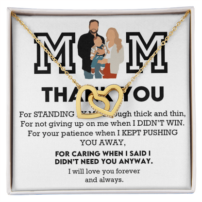 Mom Thank You Interlocking Hearts Necklace