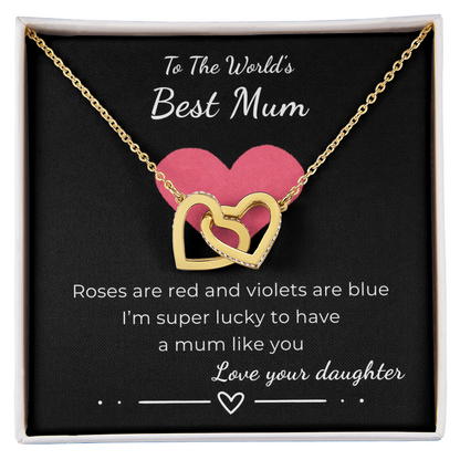 To The World's Best Mom Interlocking Hearts Necklace