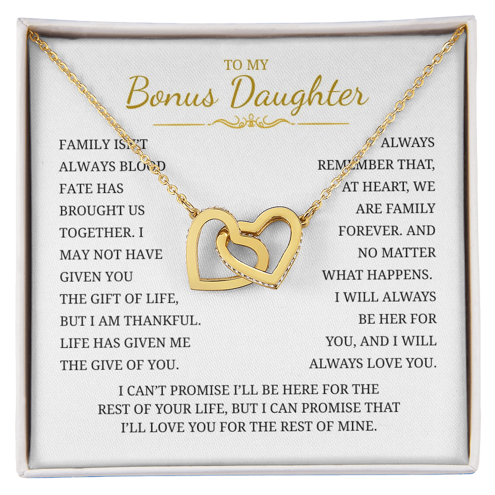 To My Bonus Daughter Interlocking Hearts Necklace