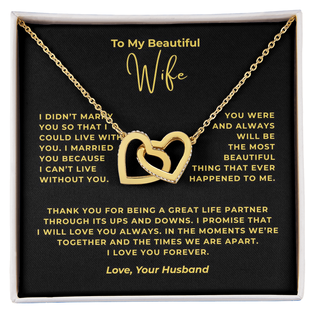 To My Beautiful Wife Interlocking Hearts Necklace