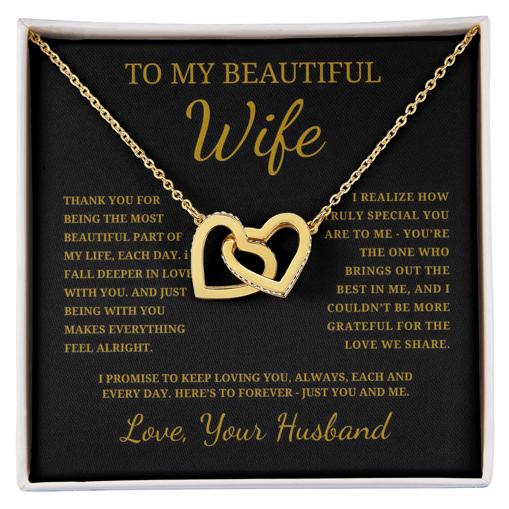 To My Beautiful Wife Interlocking Hearts Necklace