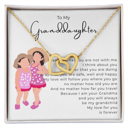 To My Granddaughter Interlocking Hearts Necklace