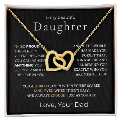 To My Daughter Interlocking Hearts Necklace