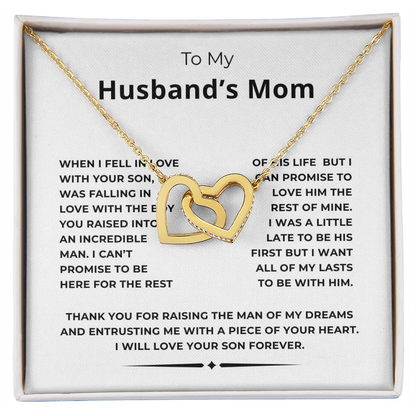 To My Husband's Mom Interlocking Hearts Necklace