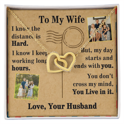 To My Wife Interlocking Hearts Necklace With 2 Photos
