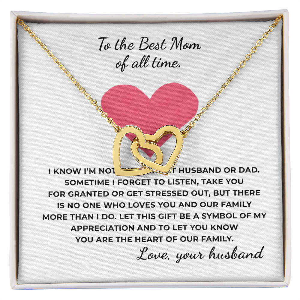 To The Best Mom of All Time Interlocking Hearts Necklace