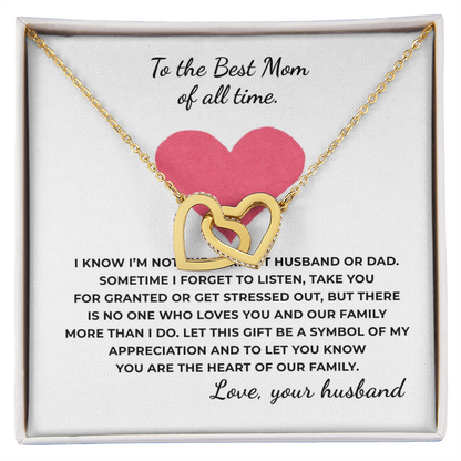To The Best Mom of All Time Interlocking Hearts Necklace