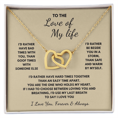 To The Love of My Life  Interlocking Hearts Necklace