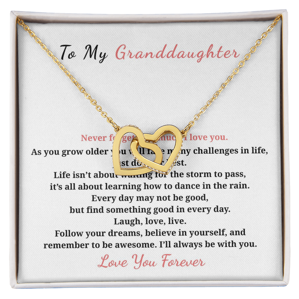 To My Granddaughter Interlocking Hearts Necklace