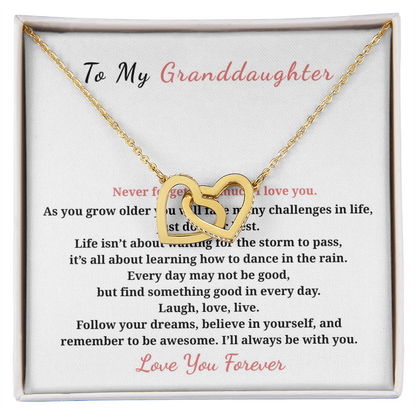 To My Granddaughter Interlocking Hearts Necklace