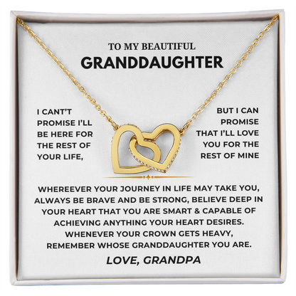 To My Beautiful Granddaughter Interlocking Hearts Necklace