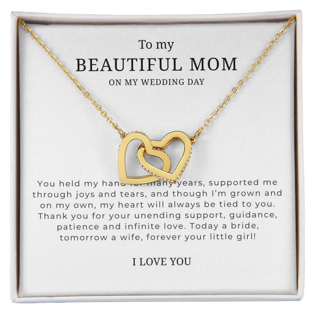 To My Beautiful Mom On My Wedding Day Interlocking Hearts Necklace