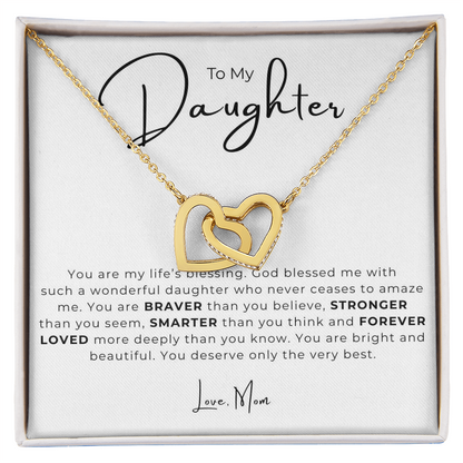 To My Daughter Interlocking Hearts Necklace