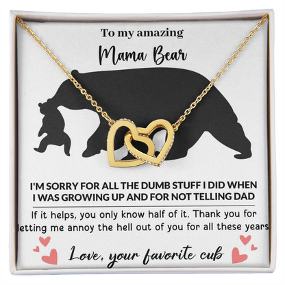 Mama Bear Interlocking Hearts Necklace