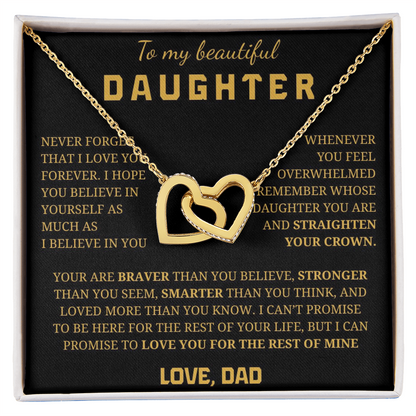 To My Beautiful Daughter Interlocking Hearts Necklace