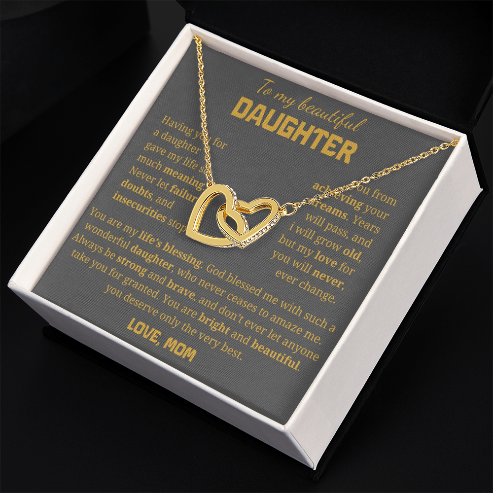 To My Beautiful Daughter Interlocking Hearts Necklace