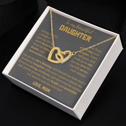 To My Beautiful Daughter Interlocking Hearts Necklace