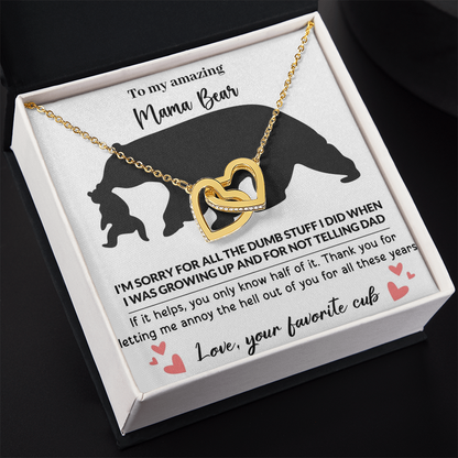 Mama Bear Interlocking Hearts Necklace