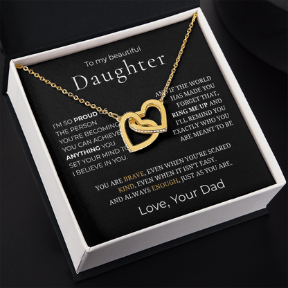 To My Daughter Interlocking Hearts Necklace