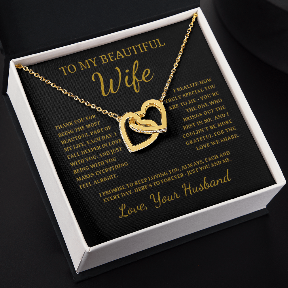 To My Beautiful Wife Interlocking Hearts Necklace