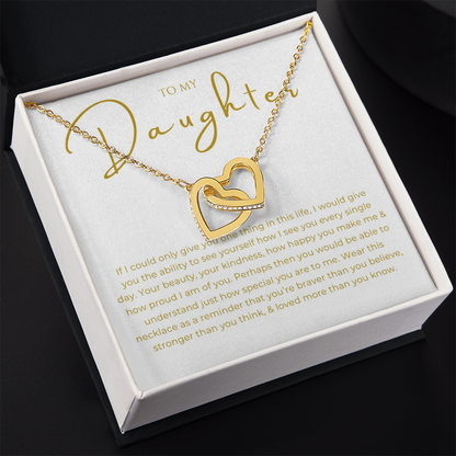 To My Daughter Interlocking Hearts Necklace