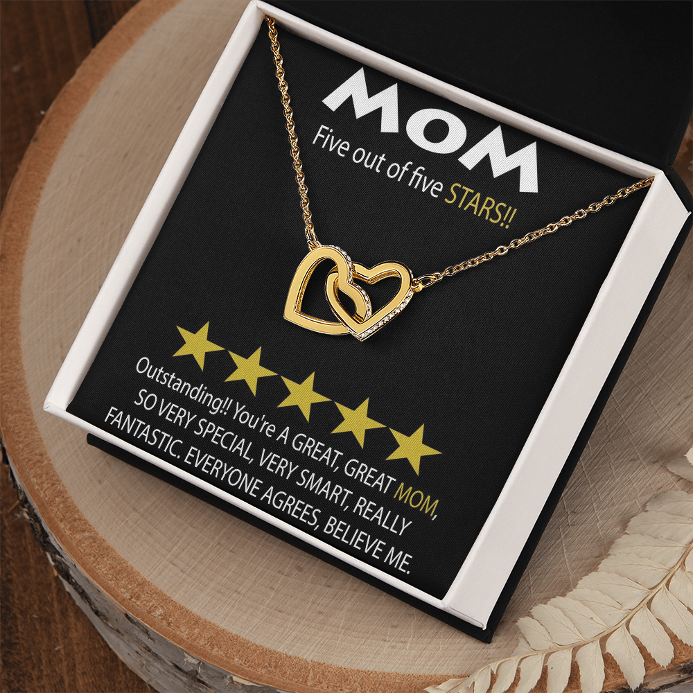 Mom 5 Stars Interlocking Hearts Necklace