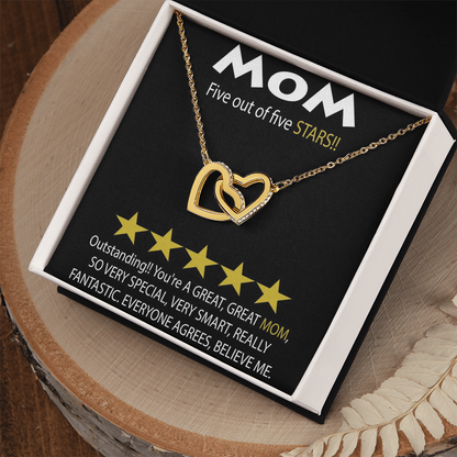 Mom 5 Stars Interlocking Hearts Necklace