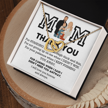 Mom Thank You Interlocking Hearts Necklace