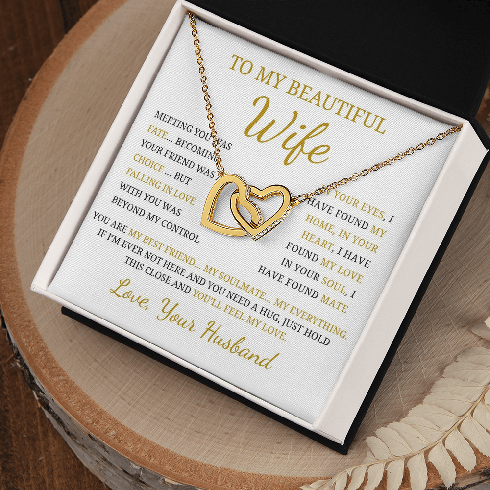 To My Beautiful Wife  Interlocking Hearts Necklace