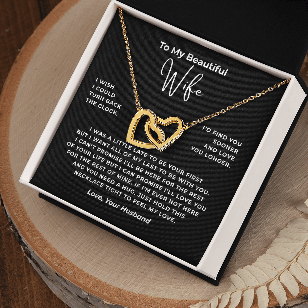 To My Beautiful Wife Interlocking Hearts Necklace
