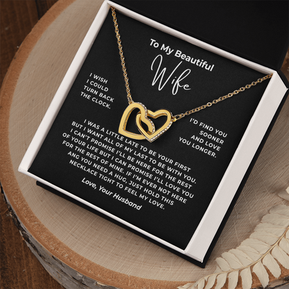 To My Beautiful Wife Interlocking Hearts Necklace
