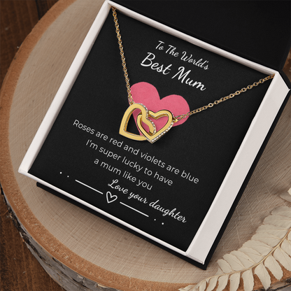 To The World's Best Mom Interlocking Hearts Necklace