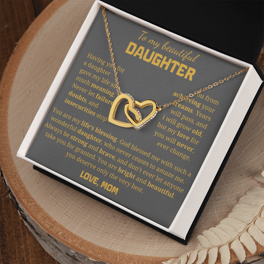 To My Beautiful Daughter Interlocking Hearts Necklace