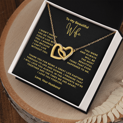 To My Beautiful Wife Interlocking Hearts Necklace