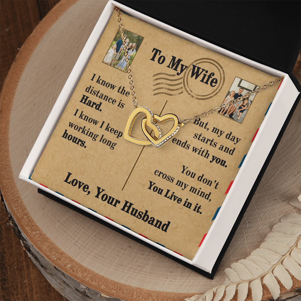 To My Wife Interlocking Hearts Necklace With 2 Photos