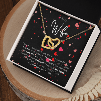 To My Wife  Interlocking Hearts Necklace
