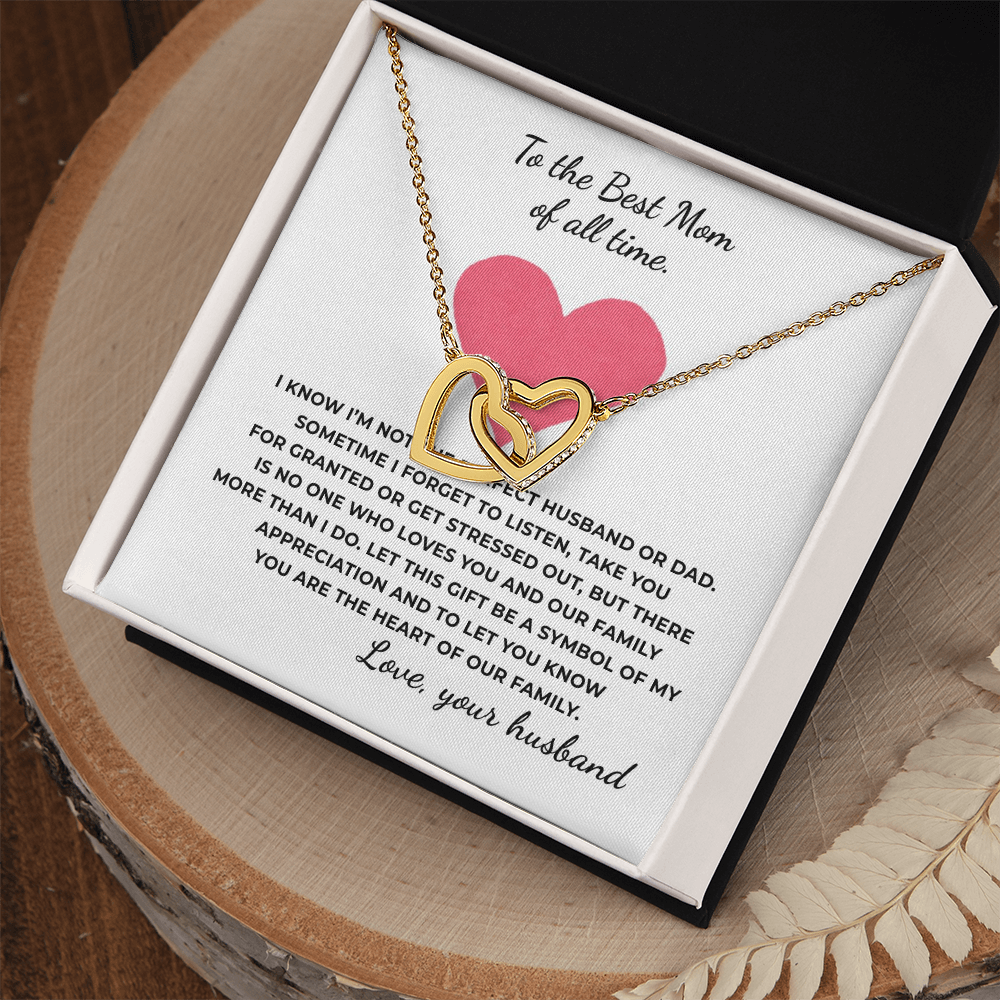 To The Best Mom of All Time Interlocking Hearts Necklace