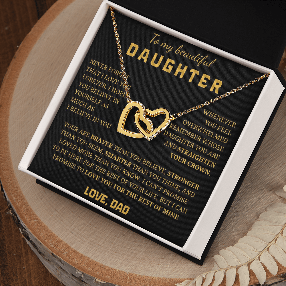 To My Beautiful Daughter Interlocking Hearts Necklace