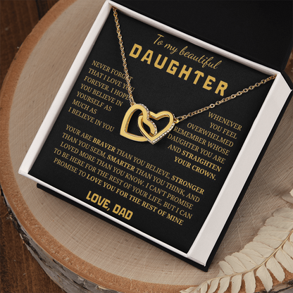 To My Beautiful Daughter Interlocking Hearts Necklace