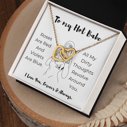 To My Hot Babe Interlocking Hearts Necklace