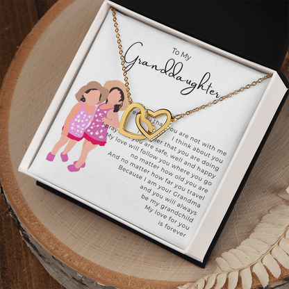 To My Granddaughter Interlocking Hearts Necklace