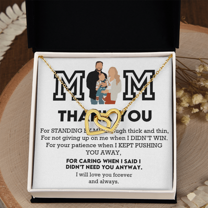 Mom Thank You Interlocking Hearts Necklace