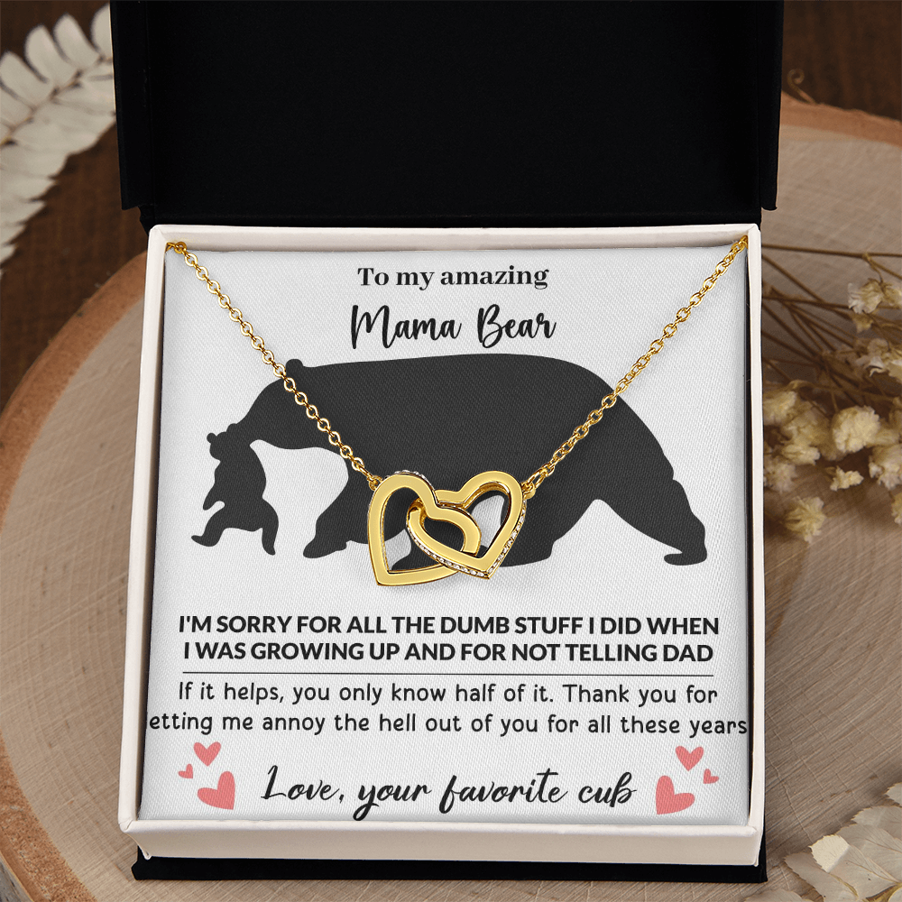 Mama Bear Interlocking Hearts Necklace