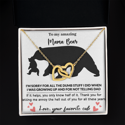 Mama Bear Interlocking Hearts Necklace