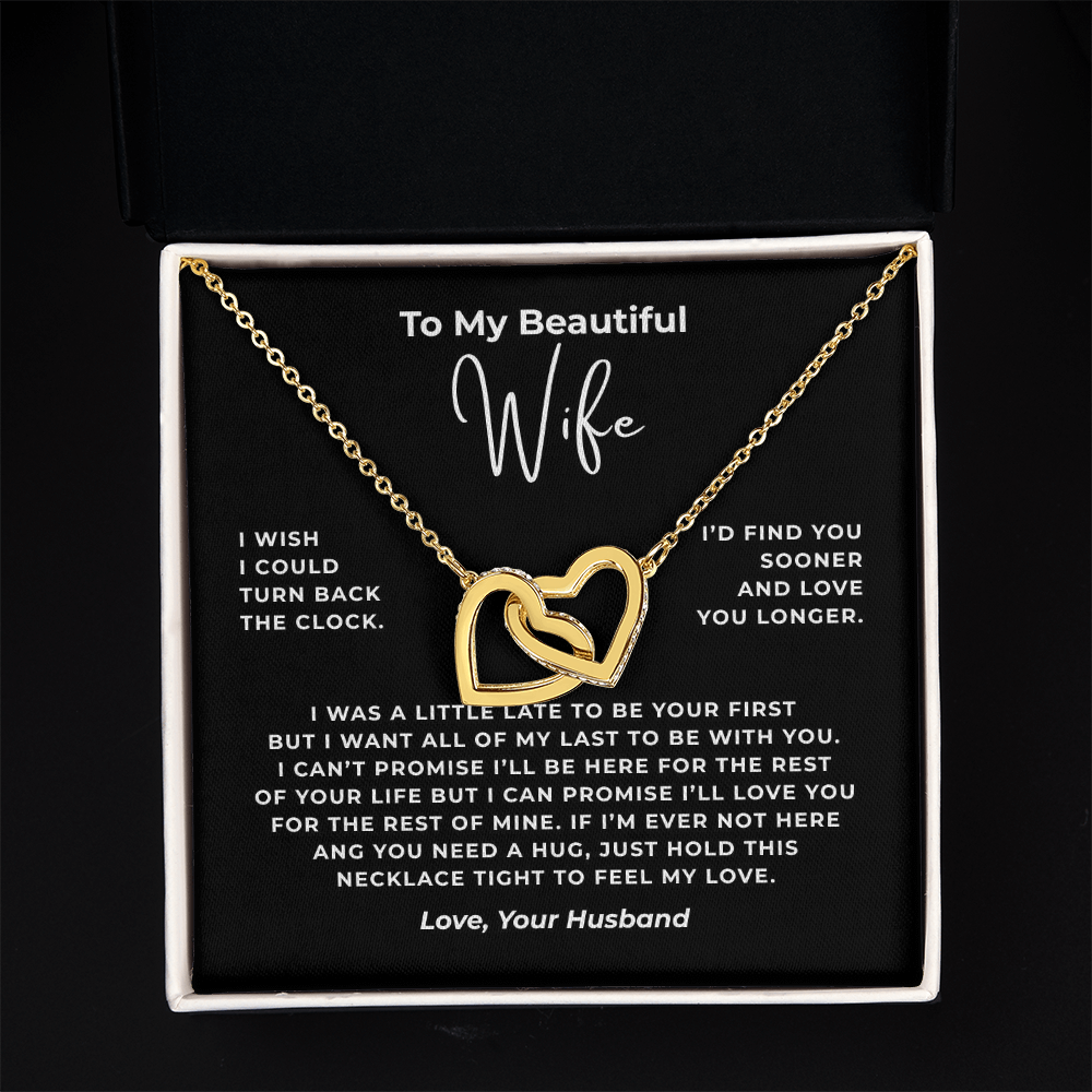 To My Beautiful Wife Interlocking Hearts Necklace